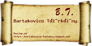 Bartakovics Tárkány névjegykártya